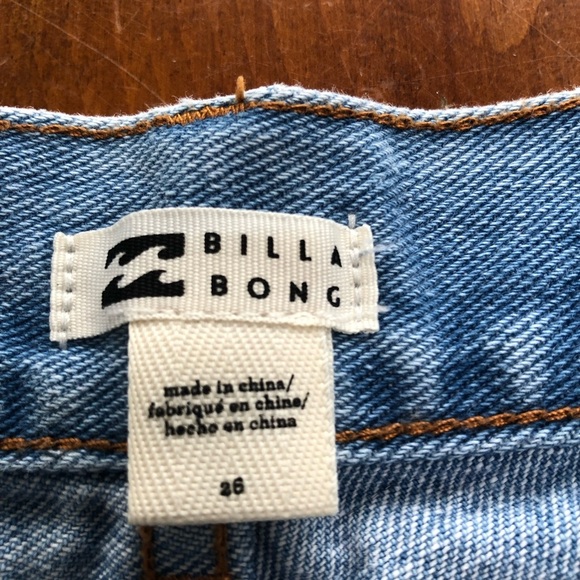 Billabong Blue Jean Shorts High-Waisted Distressed - Picture 6 of 9